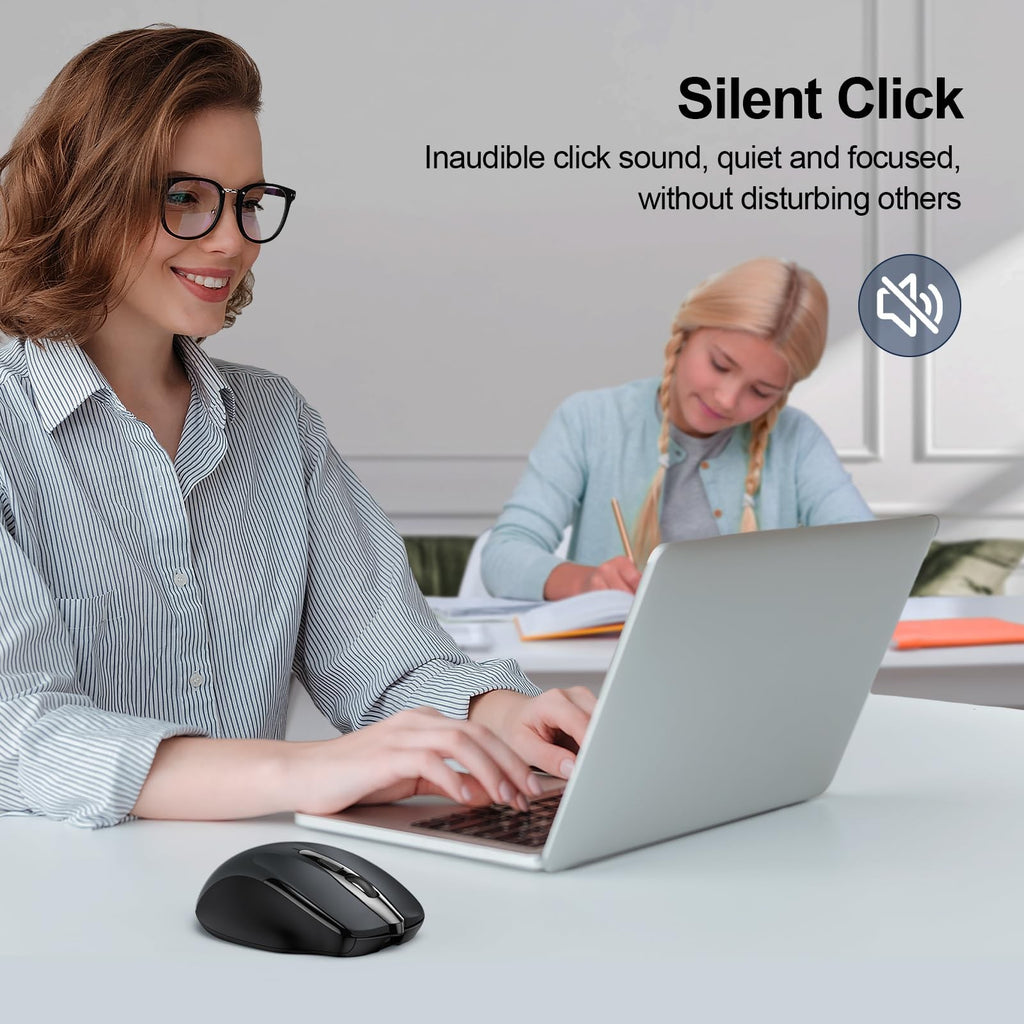 TECKNET Wireless Mouse, 2.4G Ergonomic Optical Mouse, Computer Mouse for Laptop,