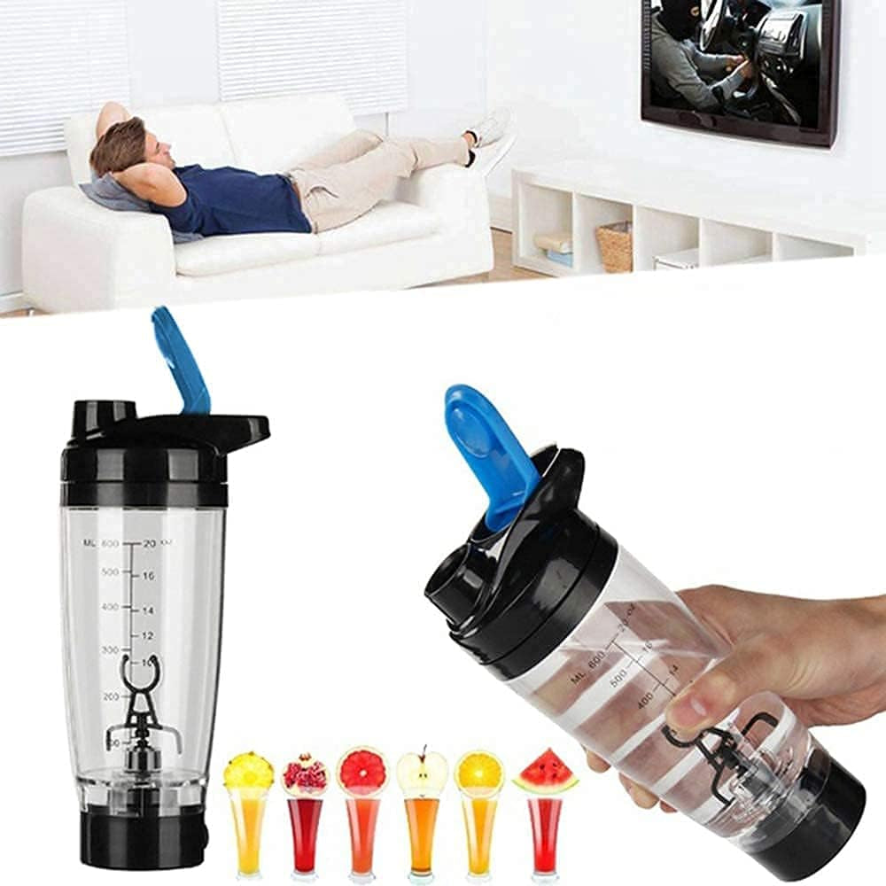 Self Mixing Mug Electric Protein Shaker Bottle, Protein Shaker Cup, 25 Oz High-Torque Battery-Powered Blender Shake Bottle,Portable,Self-Stirring Mug for Various Powder (Black)
