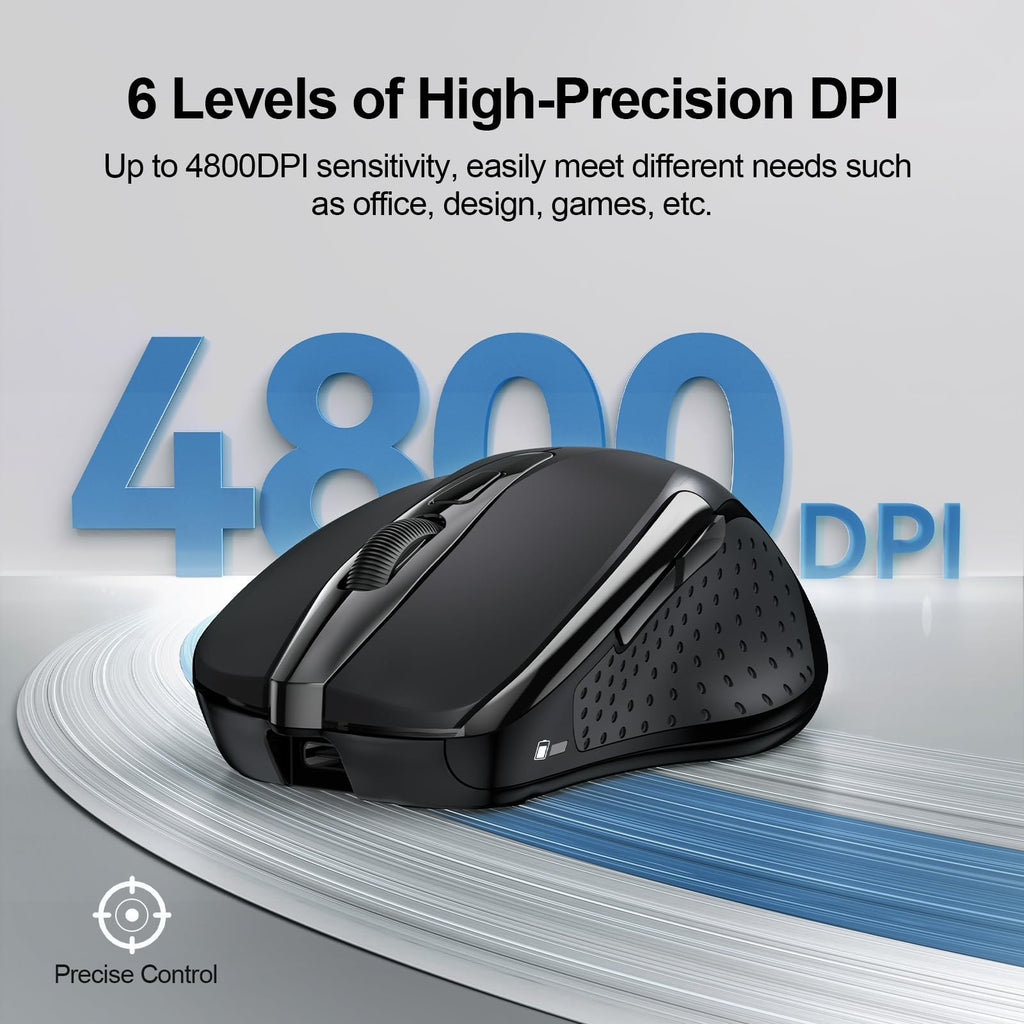 TECKNET Wireless Mouse, 2.4G Ergonomic Optical Mouse, Computer Mouse for Laptop,